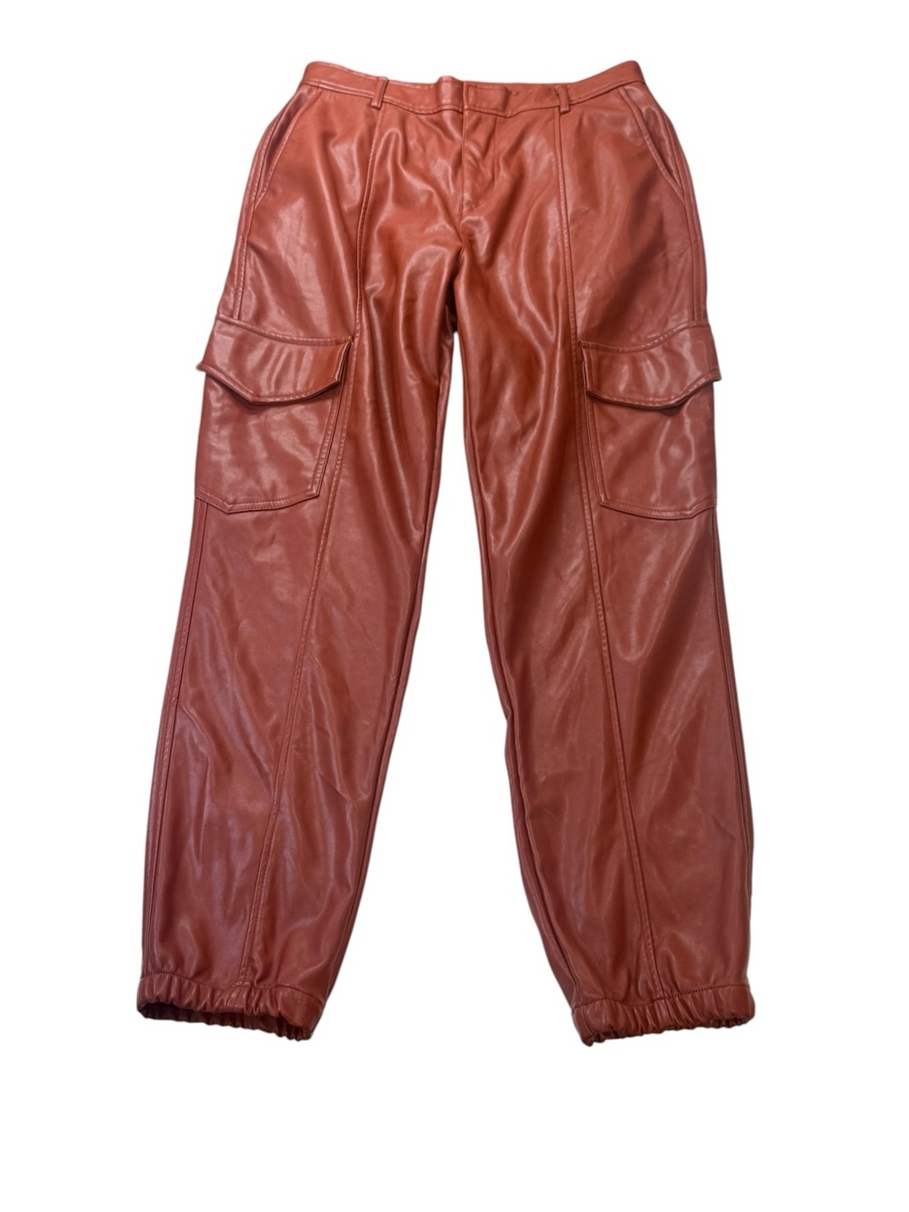 Shinestar Rust Brown Faux Leather Cargo Pants Size Large Womens